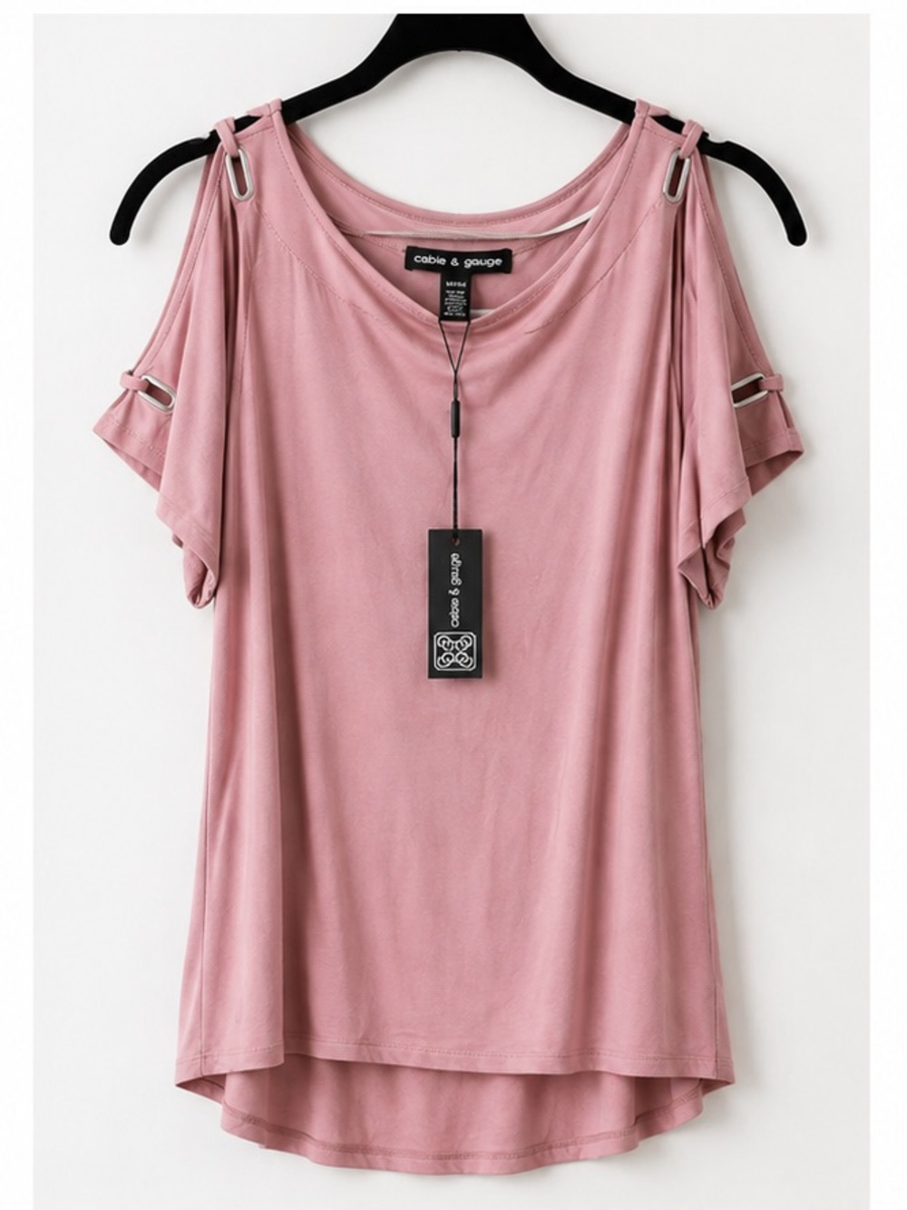 Cable & Gauge Mauve Cold-Shoulder Grommet Top